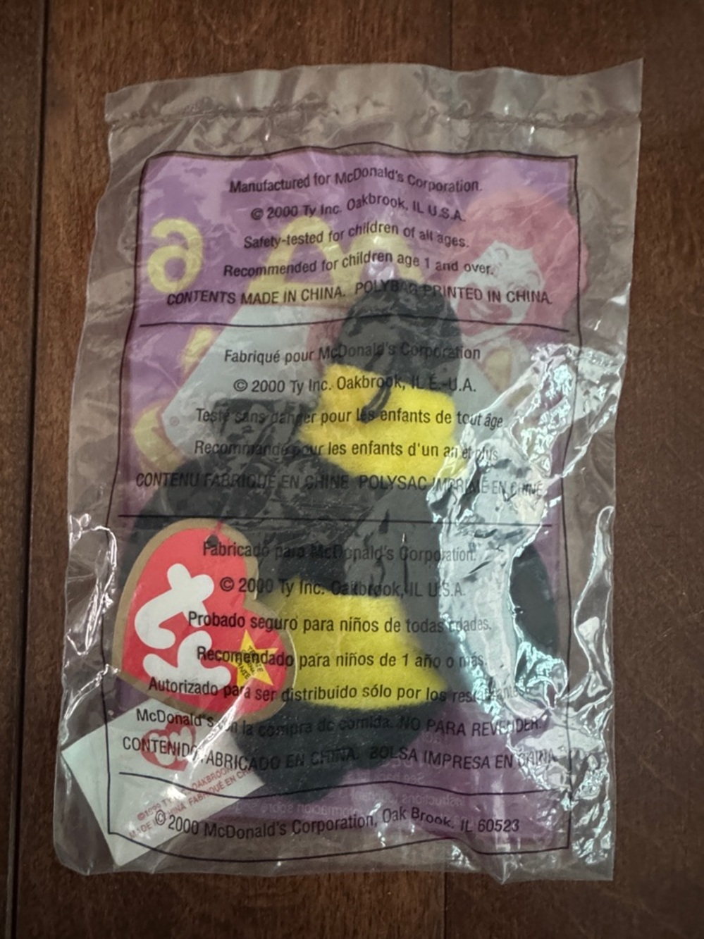 "Ty Teenie Beanie Baby" in original packaging. "Bumble" the Bee. Rare